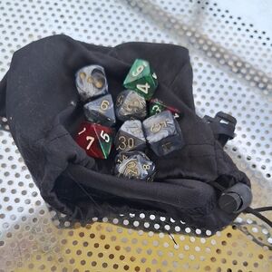 Multicolor Dice Set with Black Pouch